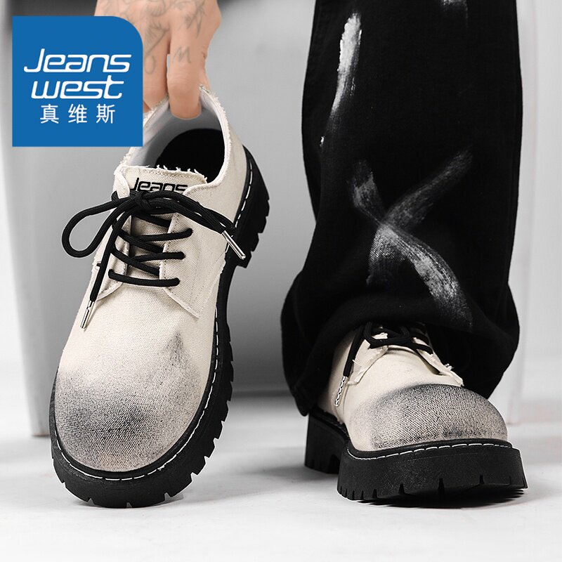 真维斯男款春季2026新款复古英伦厚底大头德比男士休闲低帮工装鞋