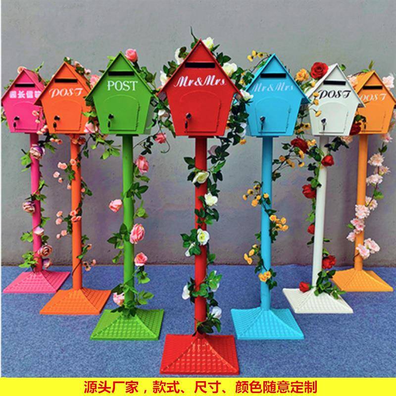 美式乡村铁艺小屋创意邮箱装饰摆件幼儿园庭院工艺品网红拍摄道具