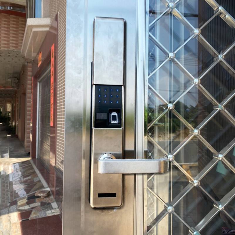 不锈钢门防水指纹锁家用防盗门入户门智能锁密码门锁双门大门锁