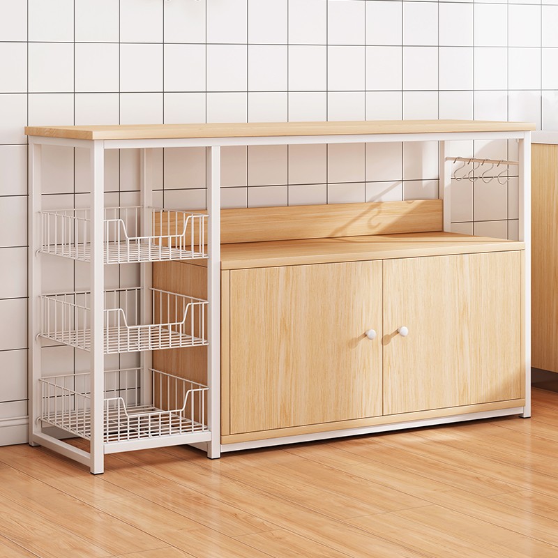 厨房置物架落地多层置物柜多功能微波炉储物柜带门橱柜家用切菜桌