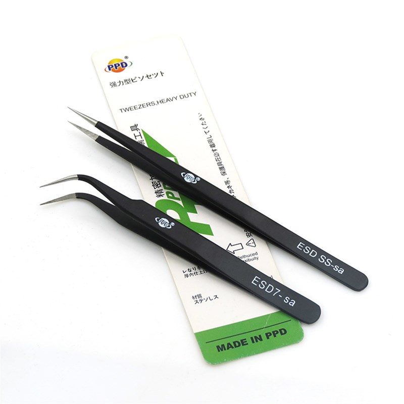 PPD ESD7-SA/SS-sa ESD 防静电镊子尖头弯头 拆机电子维修工具