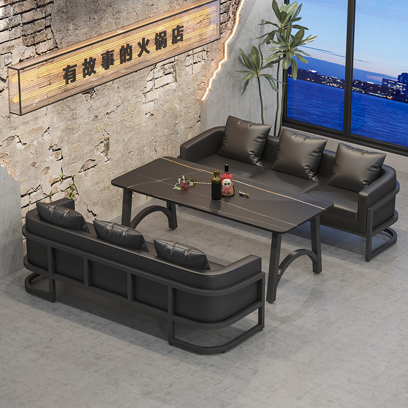 酒吧卡座沙发工业风烧烤店清吧酒馆饭厅火锅店咖啡厅桌椅组合商用