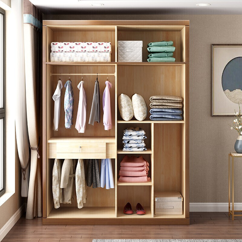 新中式实木衣柜家用家具卧室储物现代简约对开门储物柜大衣橱组合