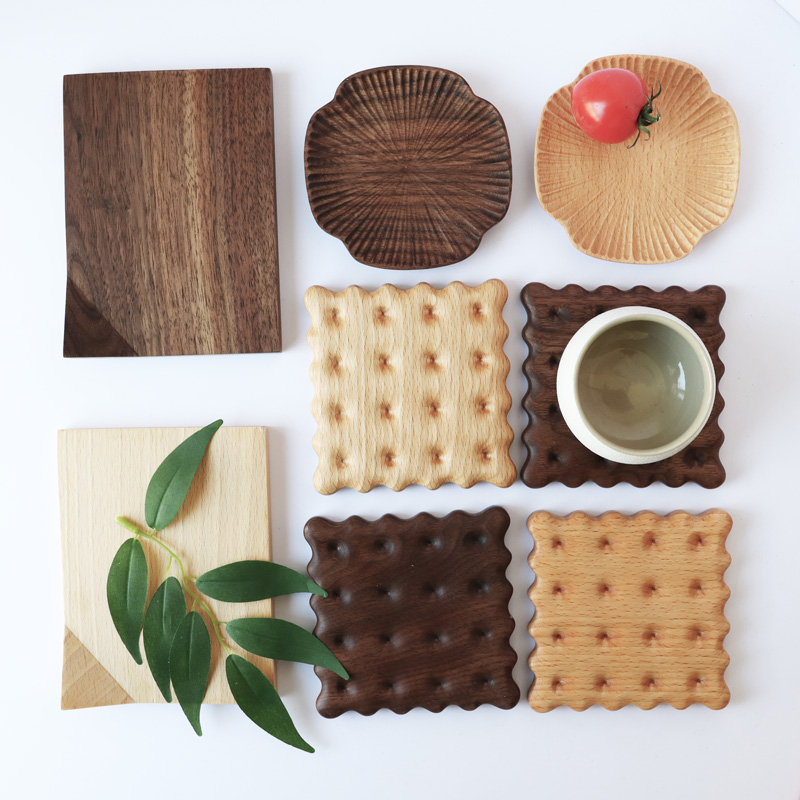 实木杯垫咖啡杯托隔热防烫垫黑胡桃木创意茶杯托榉木碗垫盘垫餐垫