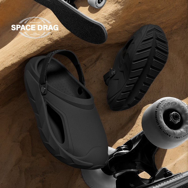 太空拖男士洞洞鞋2025新款厚底踩屎感户外防滑透气耐磨黑色沙滩鞋