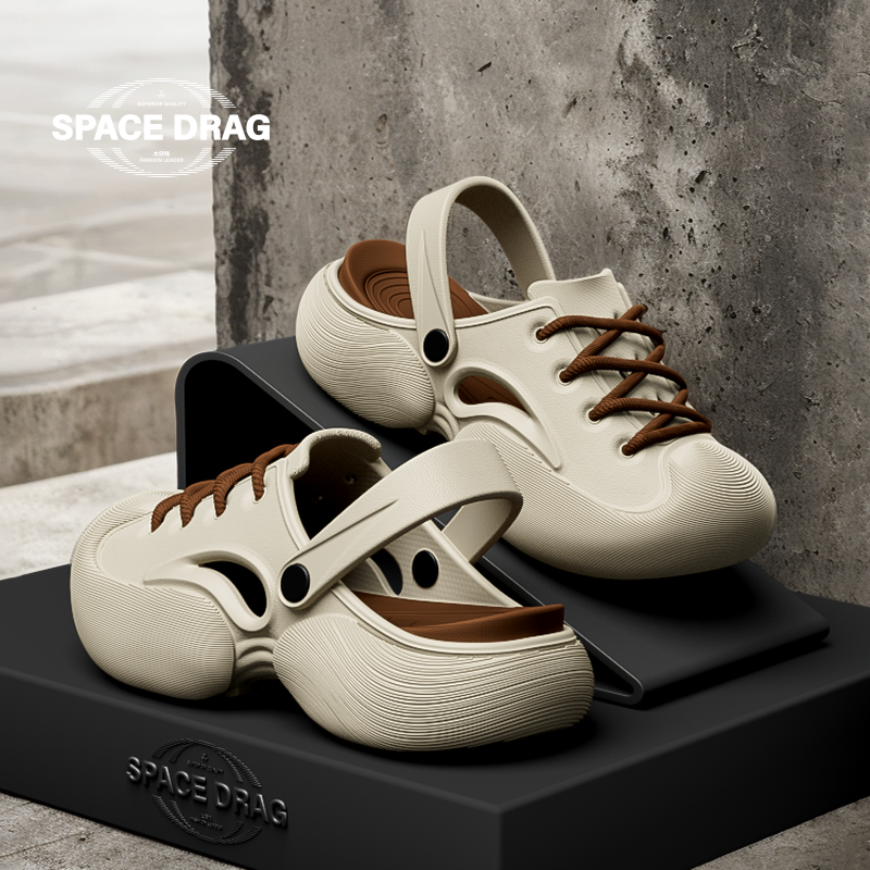 太空拖包头拖男2025新款夏季外穿厚底防滑eva厚底轻便透气洞洞鞋