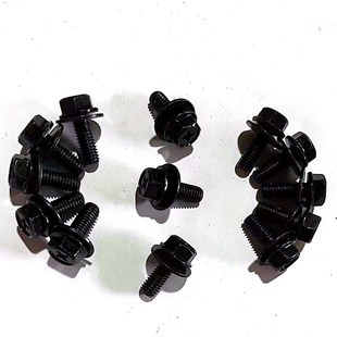 十字带垫组合螺丝环保锌防绣螺 电动车上用六角法兰 m6x16 镀黑锌