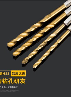 六角柄镀钛木用麻花钻镀钛13PC风批组套高速钢电动麻花钻头