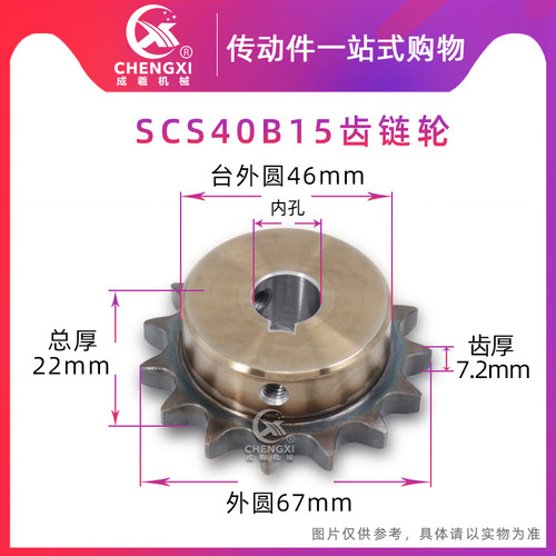 SCS高品质成型孔链轮08A 15齿 40B15T外径67 精车内孔键槽顶丝
