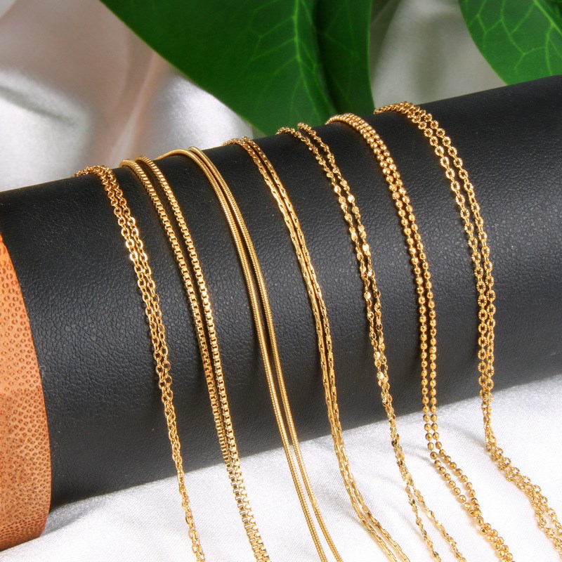 不掉色 钛钢可调节针式万能链女DIY配小孔链穿珠不锈钢万能链素链