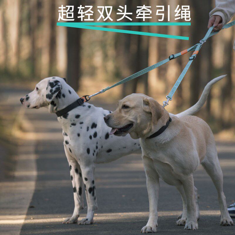 Howgo超轻双头牵引绳遛狗防挣脱小中大型犬泰迪比熊外出宠物用品