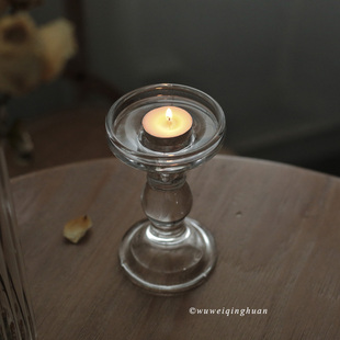 无味清欢 罗马柱玻璃烛台 一个有温度的夜 欧式家居装饰透明摆件
