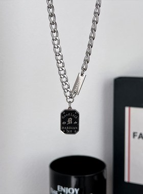 男士项链潮牌百搭卫衣配饰高级感钛钢男款设计感轻奢小众装饰吊牌