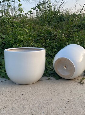 简约白色陶瓷花盆60cm特大号大口径盆阳台室内地面种植发财树大盆