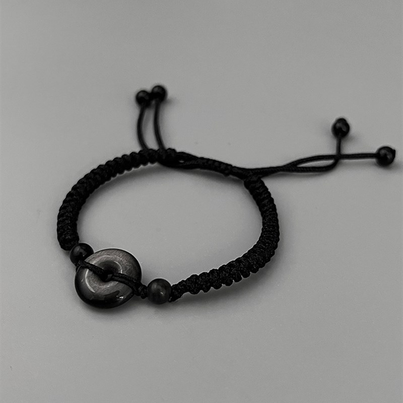 PDSTYLE 国风平安扣银耀石手工编织情侣手链男女士高级感生日礼物