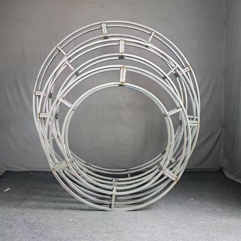 新款婚庆道具铁艺镀锌双层圆环行架圆形流苏装饰桁架吊环吊顶花环