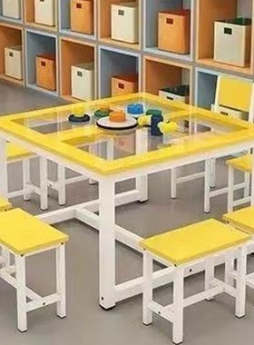儿童美术桌画室桌子儿童画画桌手工桌幼儿园小学桌子书法桌玻璃桌