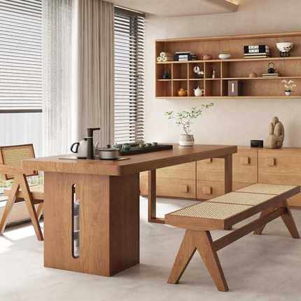 新中式实木茶桌家用小户型客厅阳台泡茶桌茶室公室喝茶桌椅组合