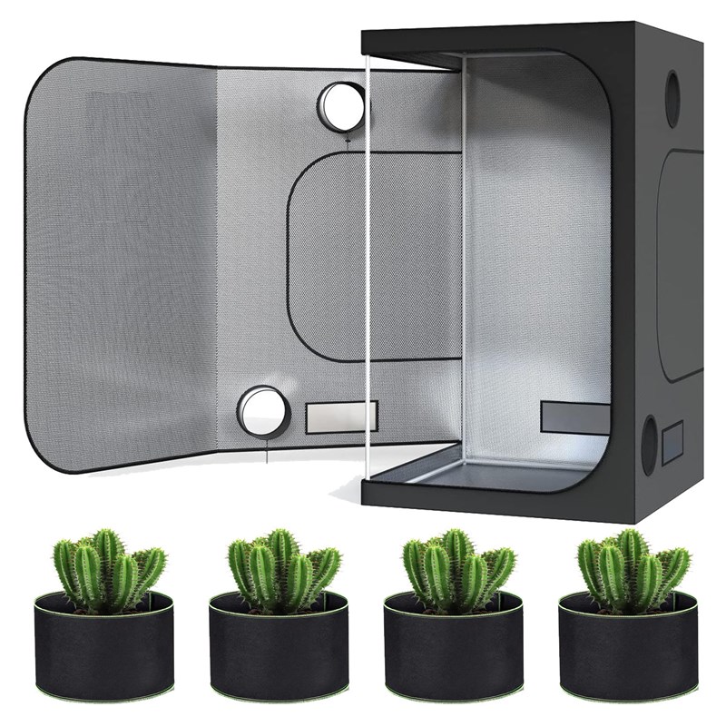 绿边绿管双门种植帐篷水培植物生长帐篷600D牛津布温室种植帐篷