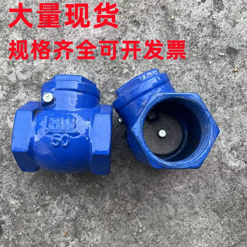 丝扣铸铁止回阀H14T-10蓝色铸铁单向阀倒流防止器1.5寸2寸3寸4寸