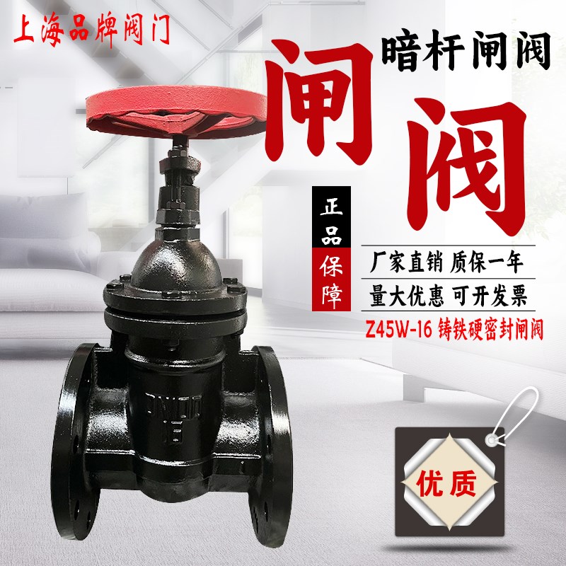 上海良工沪工美科Z45W铸铁暗杆HT200硬密封法兰16排污 消防闸阀门