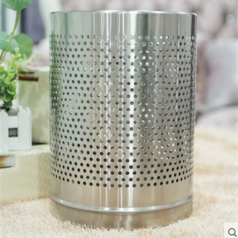 包邮不锈钢垃圾桶 镂空垃圾桶洗浴中心酒店浴室圆形垃圾桶 无盖