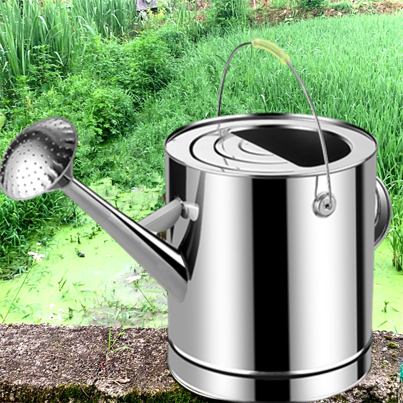 不锈钢洒水壶 304不锈钢洒水壶浇水壶浇菜壶浇花壶10升加固粗把