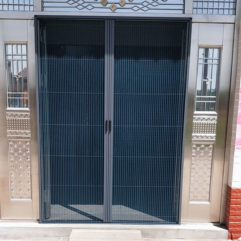 德国精工定制无轨隐形纱门折叠纱门纱窗门伸缩推拉式铝合金边框防