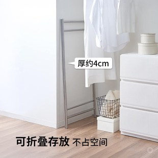 晾衣杆多功能晾晒架子 霜山折叠晾晒架不锈钢晾衣架家用阳台落地式