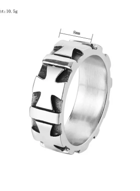 r0438-04  饰品 欧美个性复古朋克十字架男士钛钢戒指