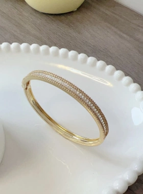 轻奢满钻锆石椭圆手镯简约时尚百搭手链小众设计满天星手环手饰