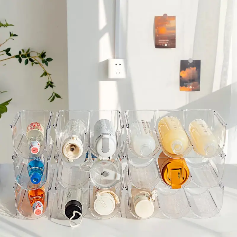 保温杯收纳架桌面可叠加透明水杯架塑料红酒架多层创意杯子置物架
