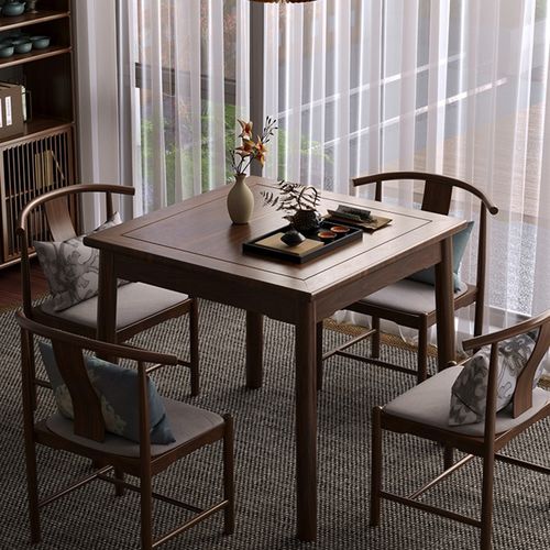 御云锦新中式茶桌实木阳台桌椅组合小型家用多功能方形推拉泡茶台