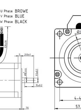57三相闭环电机 2Nm 57步进伺服电机 Nema23三相闭环电机 HBS507
