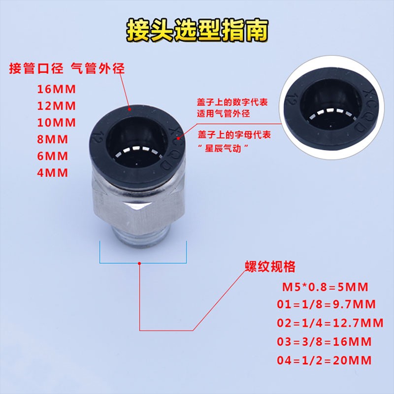 星辰精品PL弯通外螺纹 气管接头PL4-M5快速插接头PL6/8/10/12-01