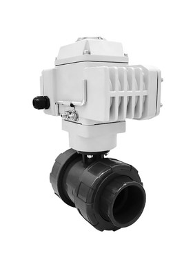 电动PVC球阀Q911F-16S 防腐蚀酸碱UPVC双由令承插塑料球阀DN20 50