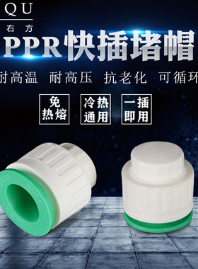 PPR免热熔快速接头配件20管帽试水试压堵头一插即用快插封头管堵