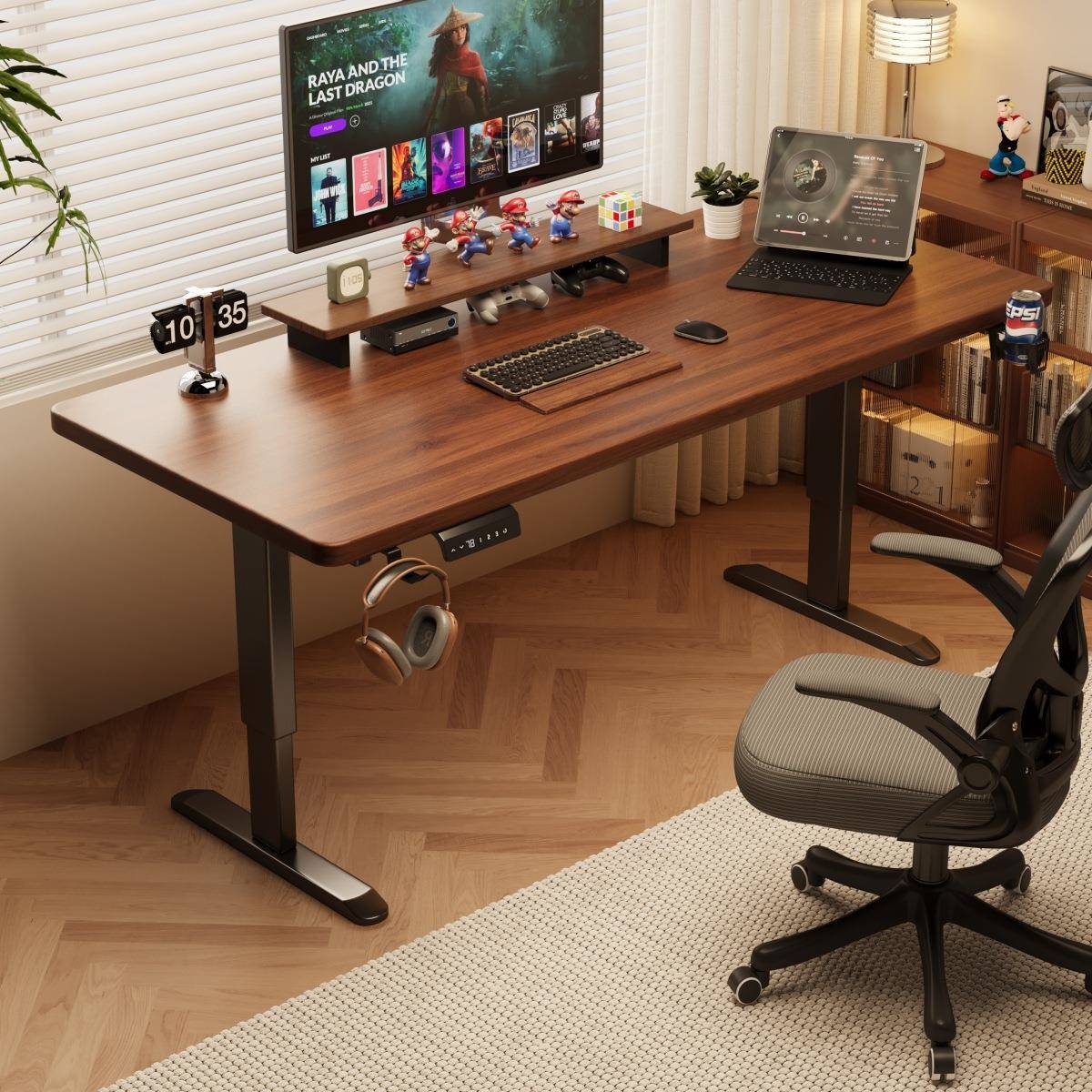 电动升降桌家用电脑桌可升降电竞桌子学习办公书桌工作台升降桌腿