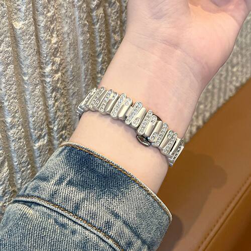 不规则镶钻适用oppowatch3/X/2/3pro/4pro手表表带金属男女高级se