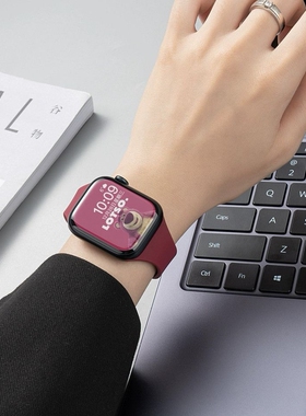 磁吸稳固适用苹果S10手表带Applewatch9细小蛮腰s765se硅胶磁吸s8