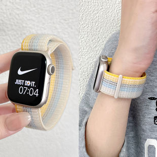 星光魔术贴华强北s10手表表带苹果appleiwatch98男女尼龙编织适用