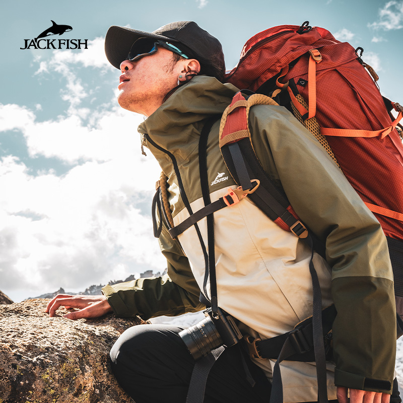 杰克鱼轻户外冲锋衣耐磨防风防水