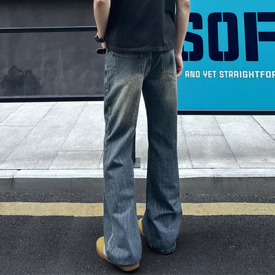 QUALCOMM春季复古宽松直筒牛仔裤