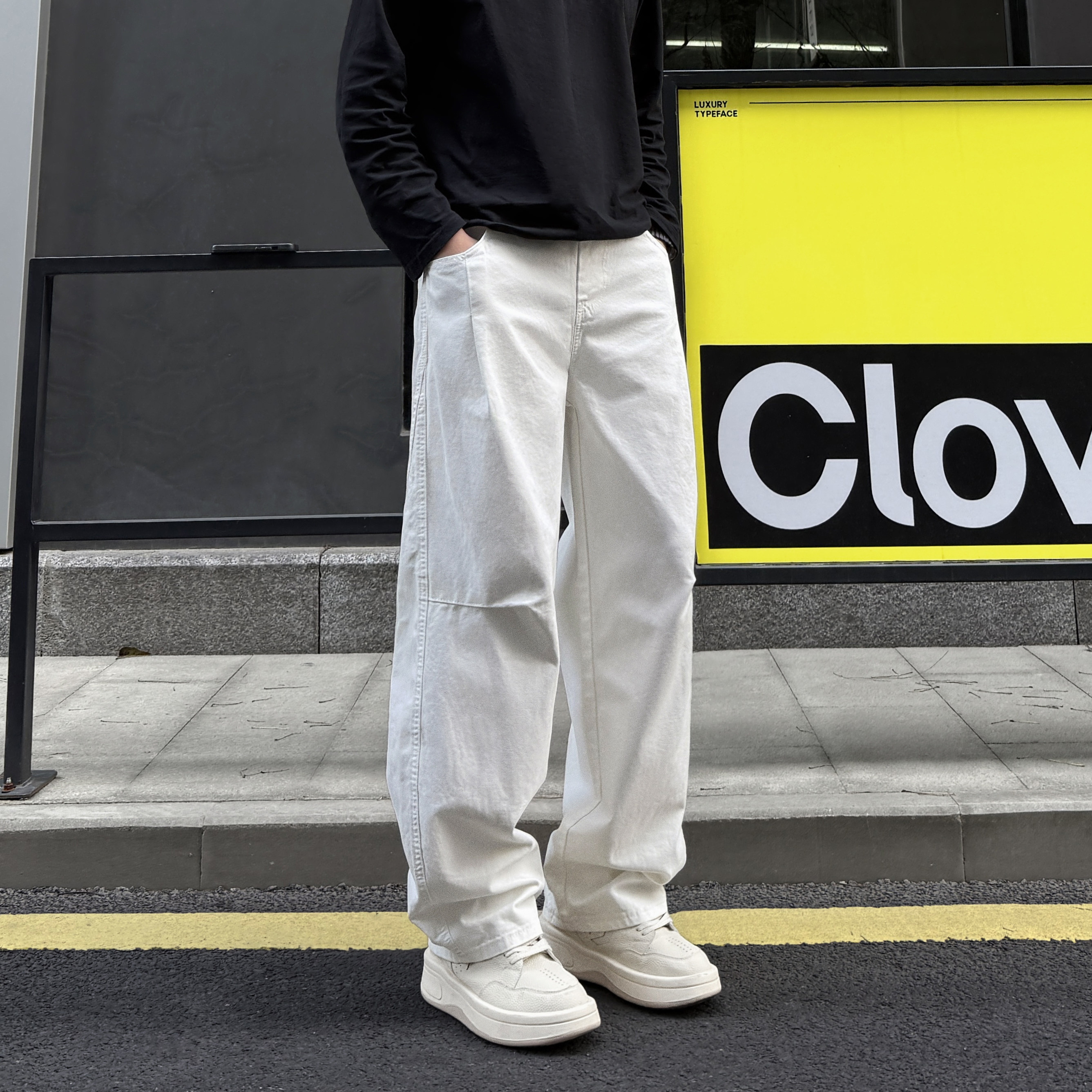 QUALCOMM小众设计感弧形弯刀裤