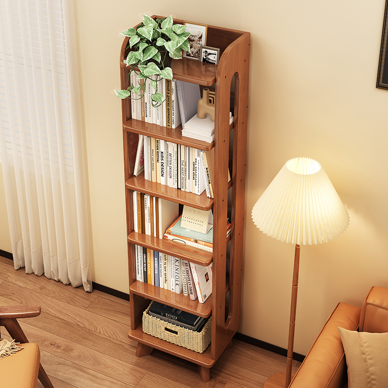 ll实木书架落地多层置物架家用客厅角落窄书柜小户型卧室夹缝收纳