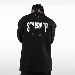 STA.280G恶魔猫咪秋冬长袖t恤潮牌男女ins纯棉小众宽松打底衫上衣