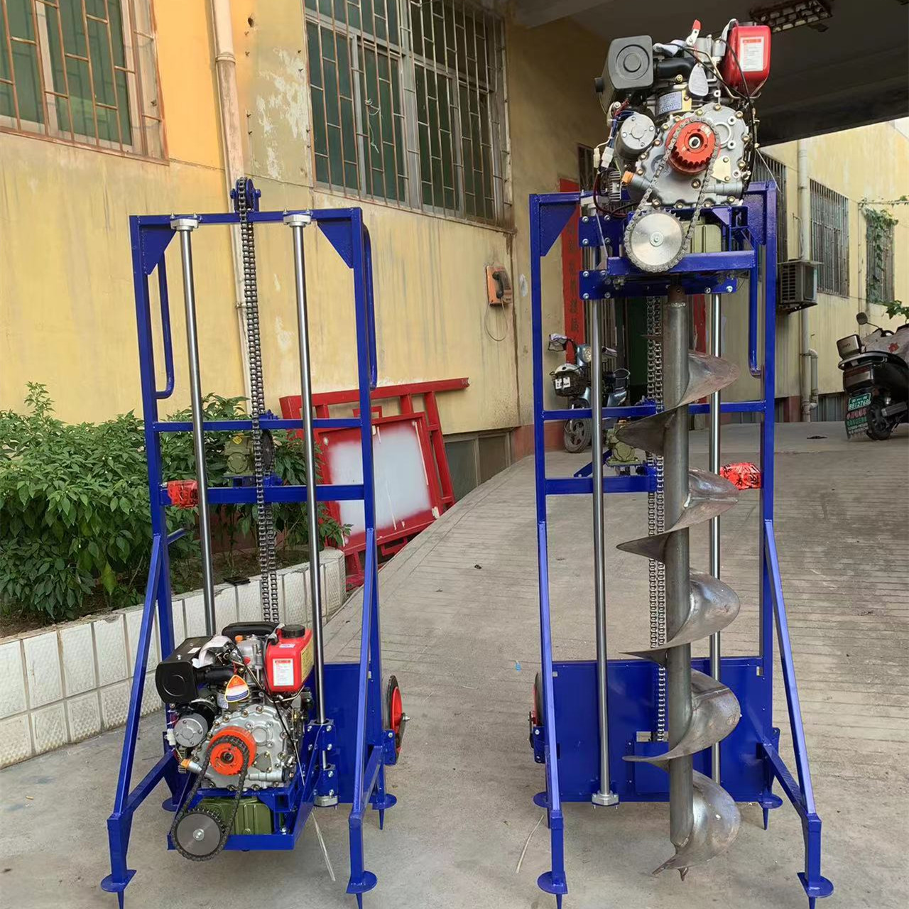 山地茶园光伏打桩钻孔机丘陵坡地栽电线杆挖坑机打1米到3米螺旋钻