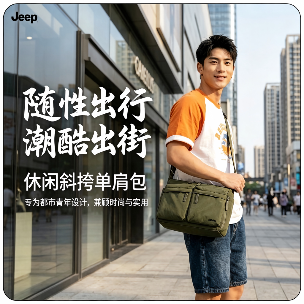 Jeep吉普大容量轻便斜挎包