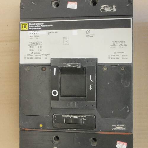 Square D MAL 3 pole 700 amp 600v MAL36700 Circuit Breaker Gr