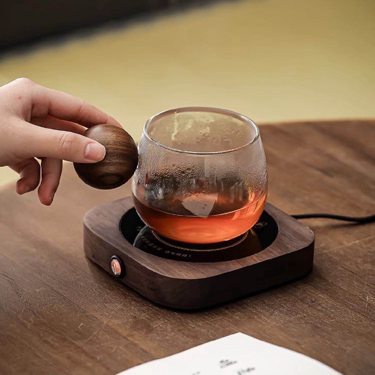 胡桃木加热器办公家用保温神器55度可加热底座垫智能恒温喝水茶杯